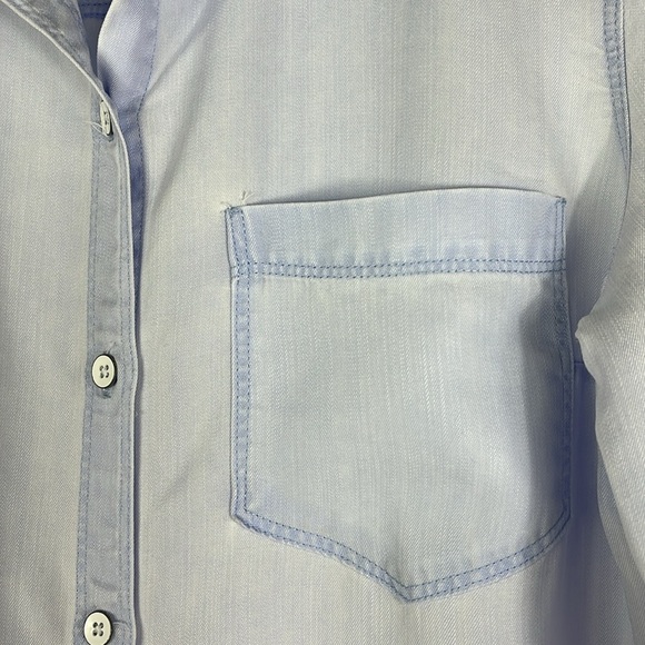 Old Navy button down top chest pocket long sleeves soft periwinkle color Sz S - Picture 7 of 9